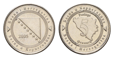 Босния и Герцеговина 5 фенингов 2005 KM 121 сталь плакированная никелем UNC 112-521