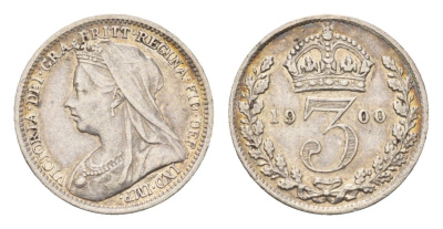 Великобритания 3 пенса 1900 Виктория (1837-1901) KM 777, Spink 3942 серебро 4174-1054