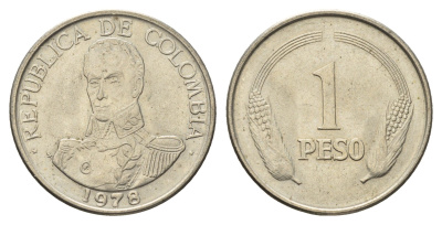 Колумбия 1 песо 1978 Симон Боливар KM 258.2 медно-никель UNC 4698-126