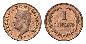 Сальвадор 1 сентаво 1972 KM 135.1 бронза UNC 4697-329
