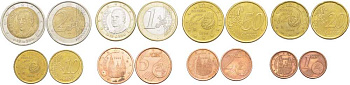 Испания евронабор из 8 монет 1999 1, 2, 5, 10, 20, 50 евроцентов, 1 и 2 евро KM 1040, 1041, 1042, 1043, 1044, 1045, 1046, 1047 биметалл 4691-1211-1217