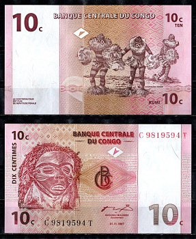 ДР Конго10 сантимов1997Pick 82бумагаUNC (пресс)449-108-2