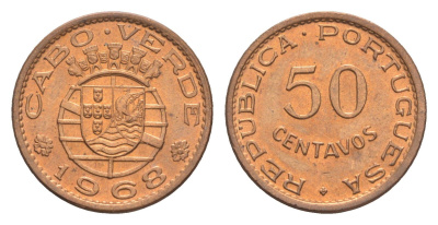 Кабо-Верде 50 сентаво 1968 KM 11 бронза UNC 4651-541