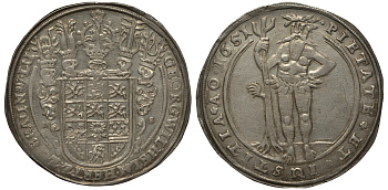 Брауншвейг-Каленберг-Ганновер 1 талер 1651 Георг Вильгельм (1648-1665) Dav. 6527 серебро 10-016-09
