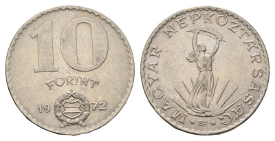 Венгрия 10 форинтов 1972 BP, статуя свободы KM 595 никель 4144-323