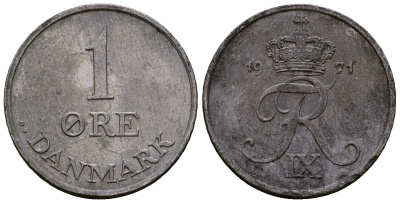 Дания 1 эре 1969 Фредерик IX (1947-1972) KM 839 цинк 4173-716