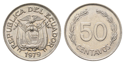 Эквадор 50 сентаво 1979 KM 81 сталь плакированная никелем UNC 4698-551