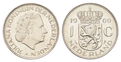 Нидерланды 1 гульден 1969 Юлиана (1948-1980) KM 184a никель UNC 4706-1233