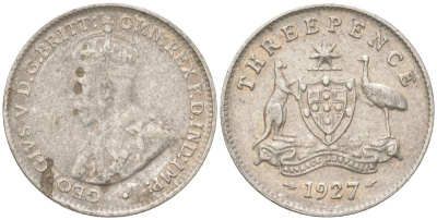 Австралия 3 пенса 1927 Георг V (1910-1936) KM 24 серебро 4621-1142