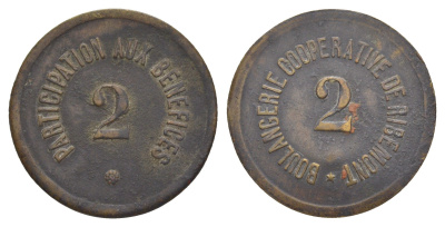 Бельгия жетон пекарни в 2 сантима ND бронза 4638-154