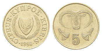 Кипр 5 центов 1998 KM 55.3 никель латунь 4706-643