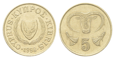 Кипр 5 центов 1998 KM 55.3 никель латунь 4706-643