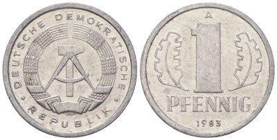ГДР 1 пфенниг 1983 А KM 8.2 алюминий 4623-454