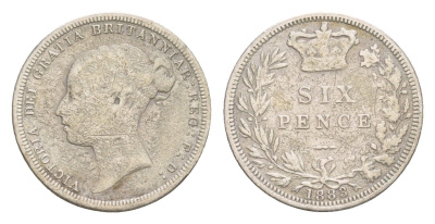 Великобритания 6 пенсов 1883 Виктория (1837-1901) KM 757, Spink 3912 серебро 4658-966