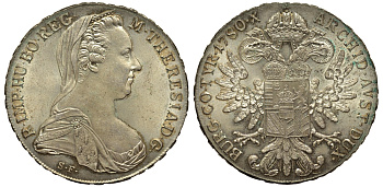 Австрия 1 талер 1780 SF, Мария Терезия, официальный рестрайк KM Т1 серебро 443-1422