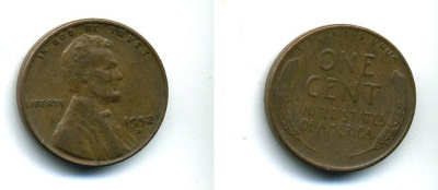 США 1 ЦЕНТ 1952 D ЛИНКОЛЬН KM А132 медь цинк 46-537